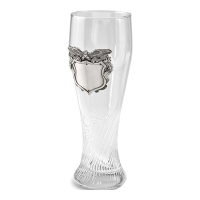 16 oz Pilsner Glass with Pewter Royal Crest