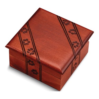 Paw Prints Wooden Keepsake Box for Pet Memorial