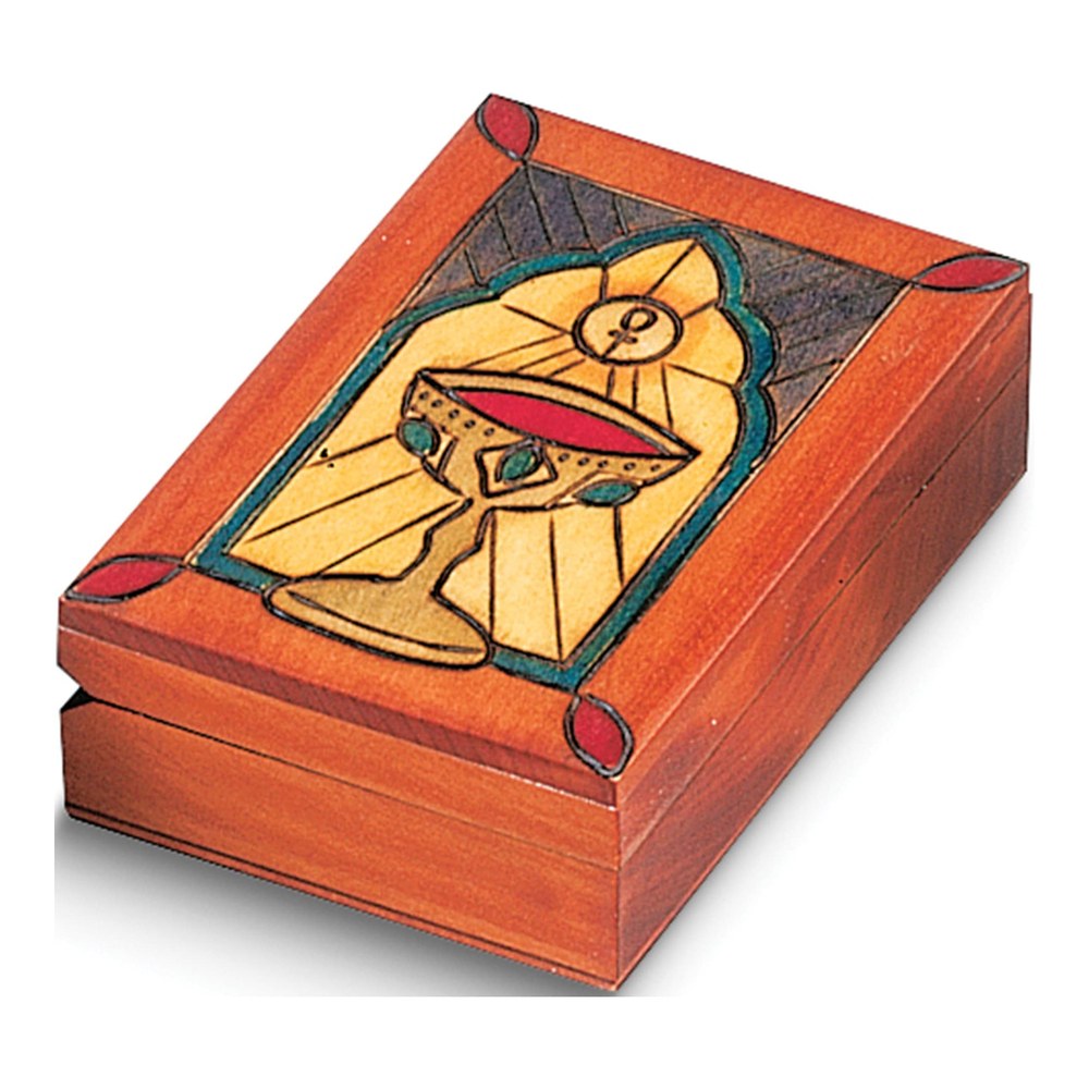 Hand-Carved Wooden Chalice Keepsake Box