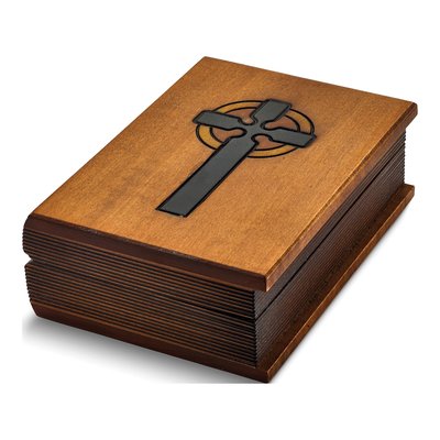 Hand-Carved Wooden Cross Bible Box