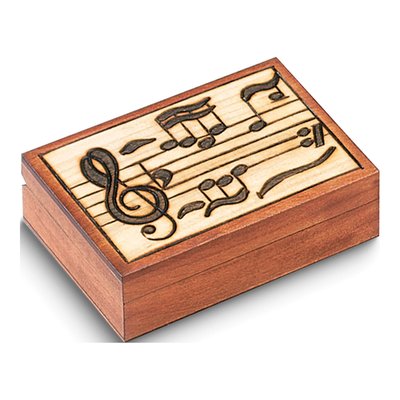 Handcrafted Wood Music Notes Keepsake Box