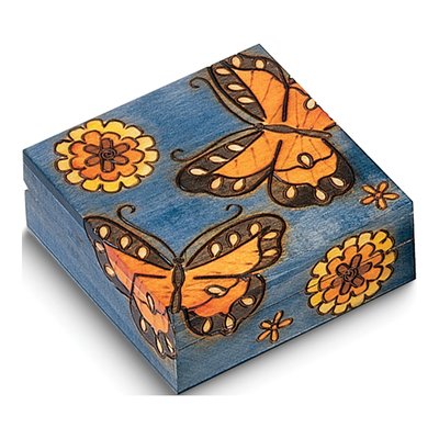 Handcrafted Wood Painted Butterfly Keepsake Box