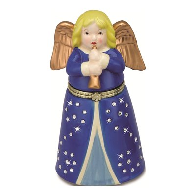Porcelain Music Box W/Swarovski Elements Angel