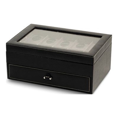 Black Leather 10-Watch Case with Glass Lid – view 2