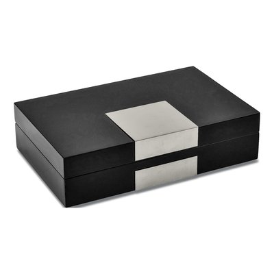 Black Lacquer Wooden Valet Jewelry Box