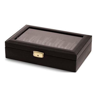Black Leather 10-Watch Case with Glass Lid & Lock – view 2