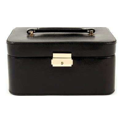 Black Lizard-Textured Leather Locking Jewelry Case – view 2