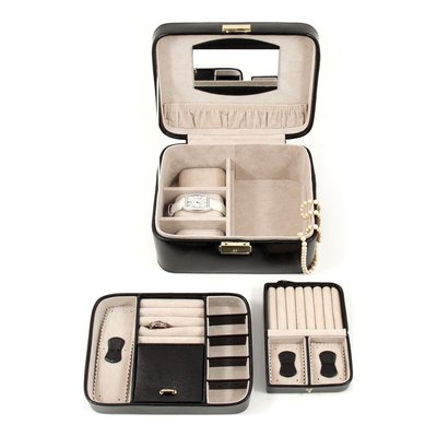 Black Lizard-Textured Leather Locking Jewelry Case – view 3