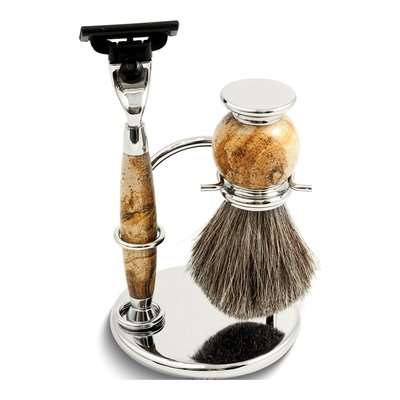 Chrome Shaving Set with Badger Brush & Stand