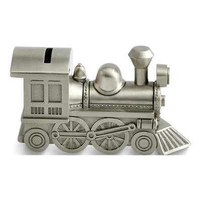 Pewter-Tone Engravable Train Bank Gift – view 2