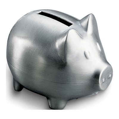 Pewter-Tone Metal Pig Bank
