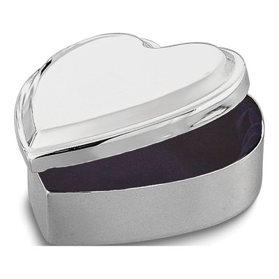 Nickel-Plated Heart Jewelry Box, Flocked Lining