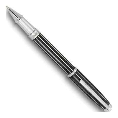 Charles Hubert Black Roller Ball Pen with Chrome