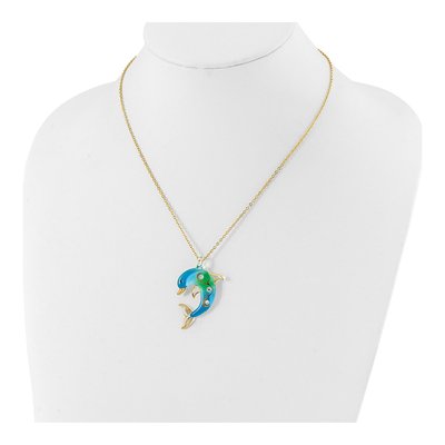 Glass Baron Dolphin Necklace with Turquoise & Swarovski – view 3