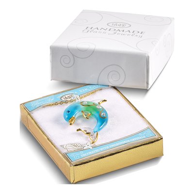 Glass Baron Dolphin Necklace with Turquoise & Swarovski – view 4