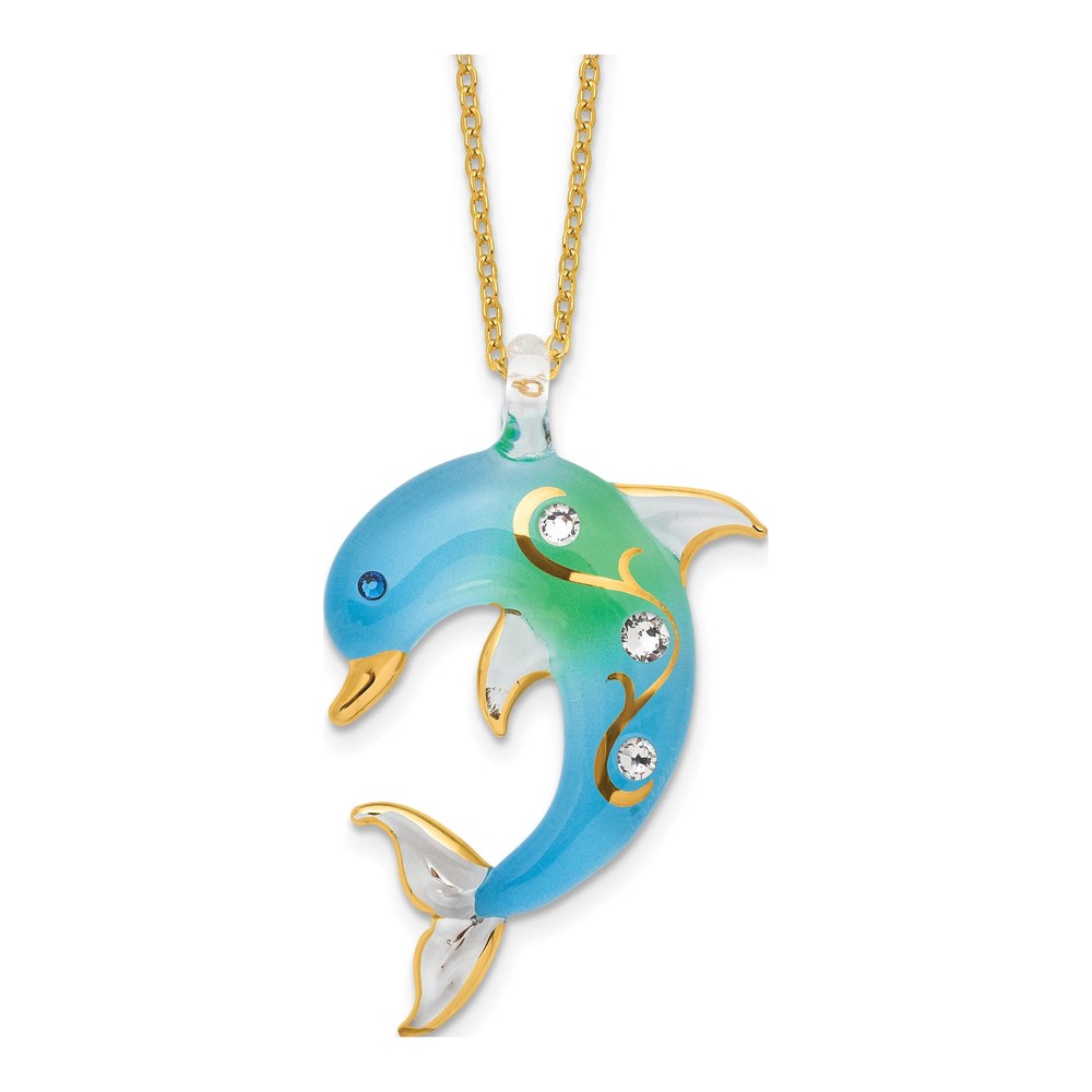 Glass Baron Dolphin Necklace with Turquoise & Swarovski