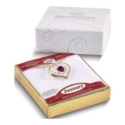 Glass Baron Red Crystal Heart Necklace, 18in Chain – view 4