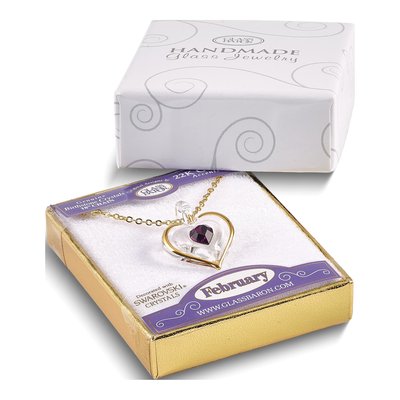 Glass Baron Purple Crystal Heart Necklace, 18in – view 4