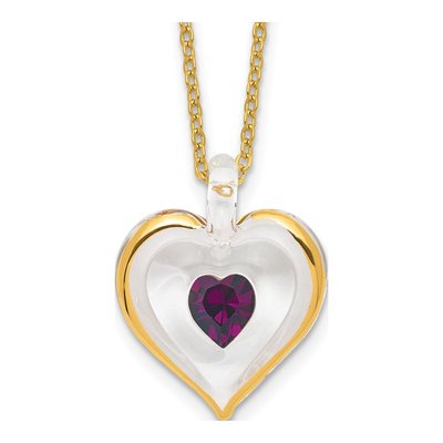 Glass Baron Purple Crystal Heart Necklace, 18in