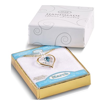 Glass Baron Blue Crystal Heart Necklace, 18in – view 4
