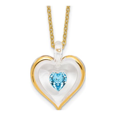 Glass Baron Blue Crystal Heart Necklace, 18in