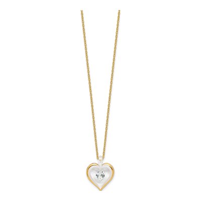 Glass Baron Heart Necklace, April Crystal, 18" Chain – view 2