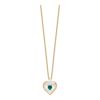 Glass Baron Green Crystal Heart Necklace, 18in – view 2