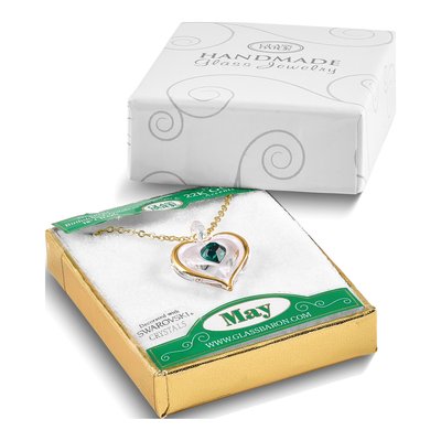 Glass Baron Green Crystal Heart Necklace, 18in – view 4