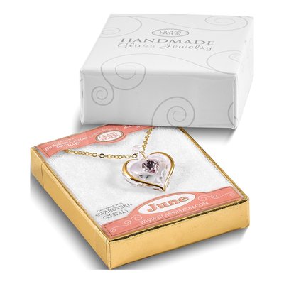 Glass Baron June Crystal Heart Necklace, 18in – view 3