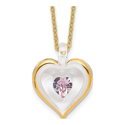 Glass Baron June Crystal Heart Necklace, 18in