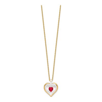 Glass Baron Red Crystal Heart Necklace, 18 in Chain – view 2