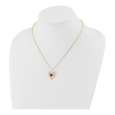 Glass Baron Red Crystal Heart Necklace, 18 in Chain – view 3