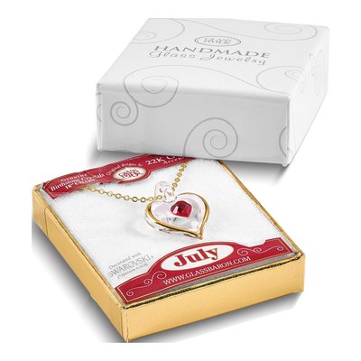 Glass Baron Red Crystal Heart Necklace, 18 in Chain – view 4