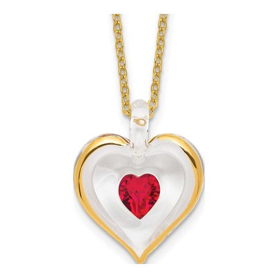 Glass Baron Red Crystal Heart Necklace, 18 in Chain