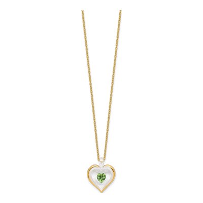 Glass Baron Gold-trim Green Crystal Heart Necklace – view 2
