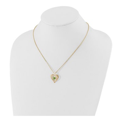 Glass Baron Gold-trim Green Crystal Heart Necklace – view 3