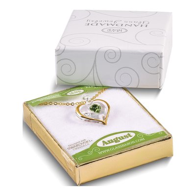 Glass Baron Gold-trim Green Crystal Heart Necklace – view 4