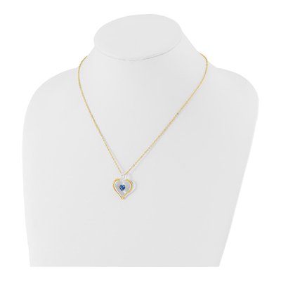 Glass Baron Blue Crystal Heart Necklace, 18in – view 3