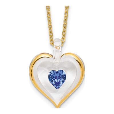 Glass Baron Blue Crystal Heart Necklace, 18in