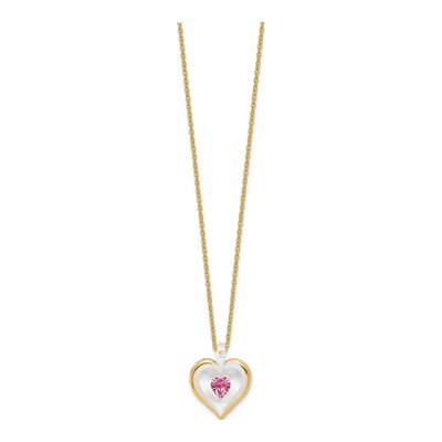Glass Baron Pink Crystal Heart Necklace, 18in – view 2