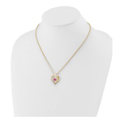 Glass Baron Pink Crystal Heart Necklace, 18in – view 3