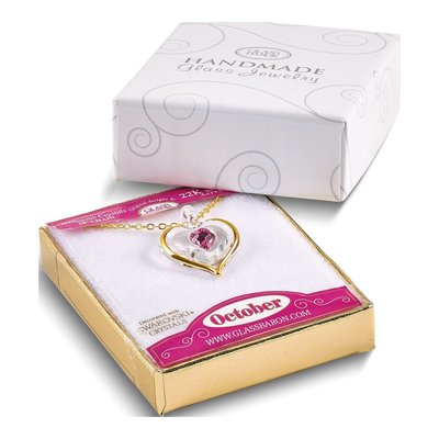 Glass Baron Pink Crystal Heart Necklace, 18in – view 4