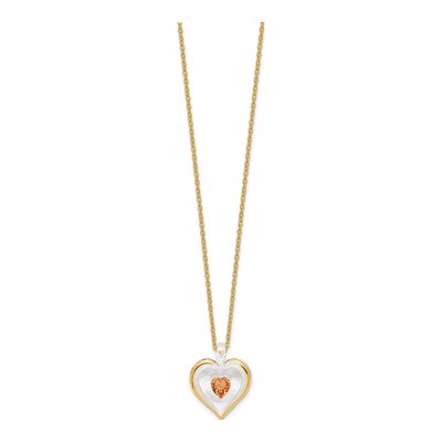 Glass Baron Golden Brown Crystal Heart Necklace – view 2