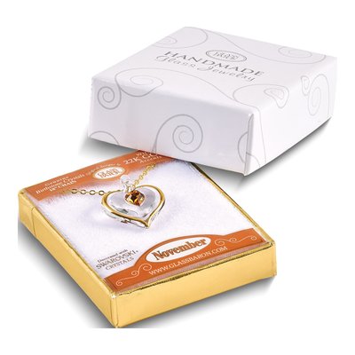 Glass Baron Golden Brown Crystal Heart Necklace – view 4
