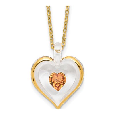 Glass Baron Golden Brown Crystal Heart Necklace