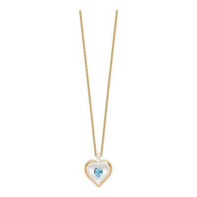 Glass Baron Blue Crystal Heart Necklace, 18in Gold-Tone – view 2