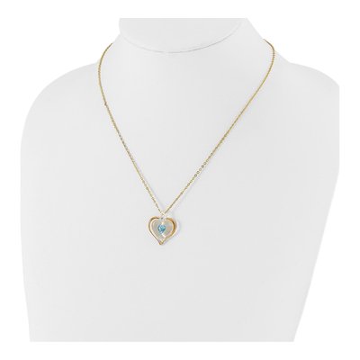 Glass Baron Blue Crystal Heart Necklace, 18in Gold-Tone – view 3