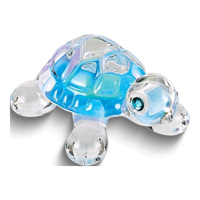 Handcrafted Blue Glass Turtle Figurine Gift