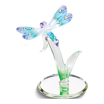 Rainbow Dragonfly Glass Figurine with Swarovski Crystal