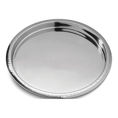 Stainless Steel 14" Round Hammered Bar Tray